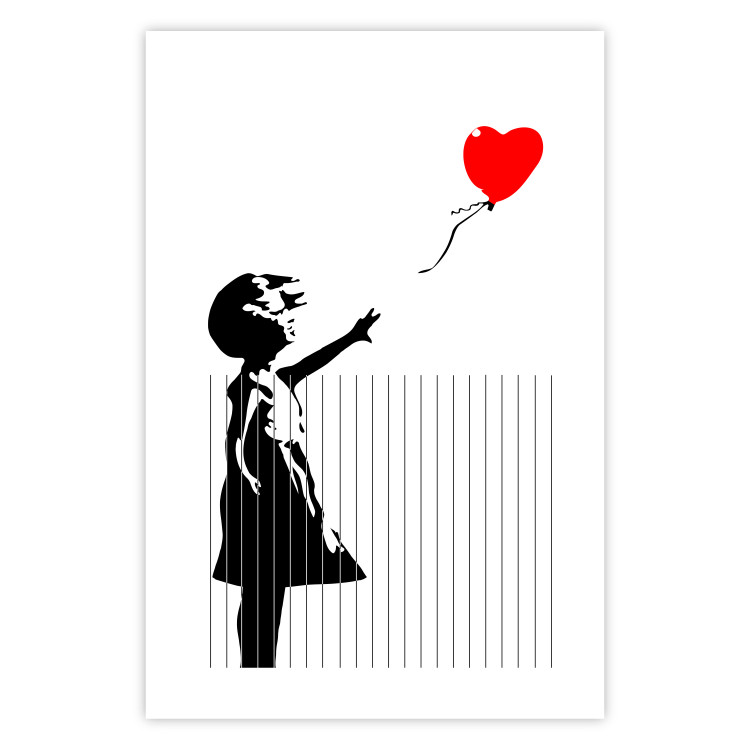 Poster Shredded Banksy - black and white girl releasing a red balloon 132495 additionalImage 25