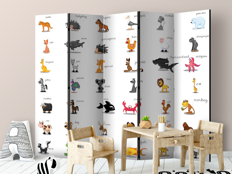 Folding Screen Learning by Playing (Animals) II (5-piece) - animals and captions 132595 additionalImage 4