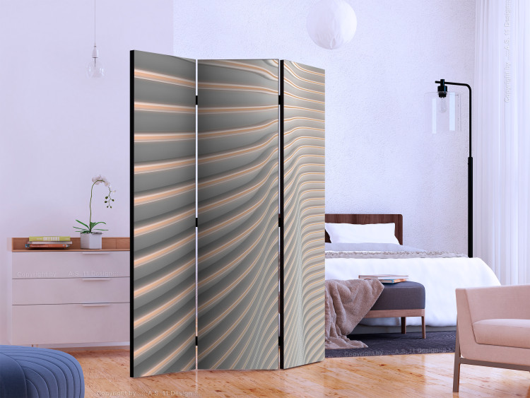 Folding Screen Groovy Stripes (3-piece) - composition in light geometric patterns 132795 additionalImage 2