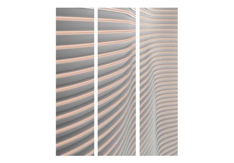 Folding Screen Groovy Stripes (3-piece) - composition in light geometric patterns 132795 additionalImage 3