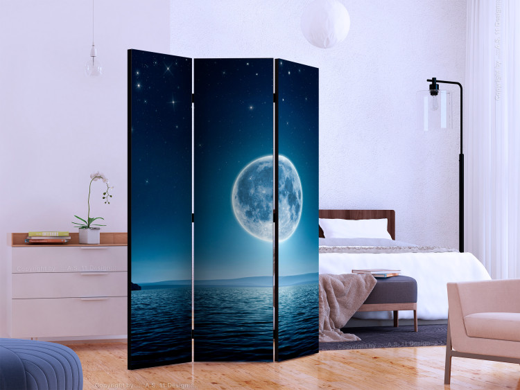 Room Divider Screen Moonlit Night (3-piece) - starry sky and calm sea 133195 additionalImage 2