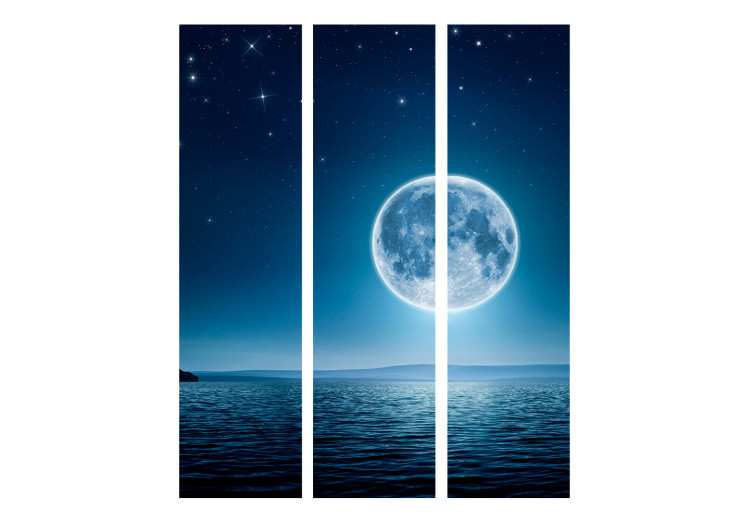 Room Divider Screen Moonlit Night (3-piece) - starry sky and calm sea 133195 additionalImage 3