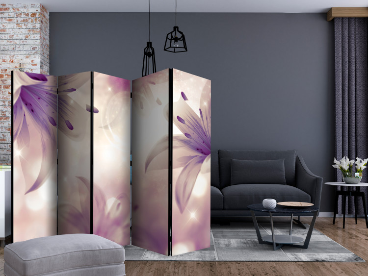 Room Divider Ballad of Delicacy II - purple lily flowers on a light background 133795 additionalImage 4