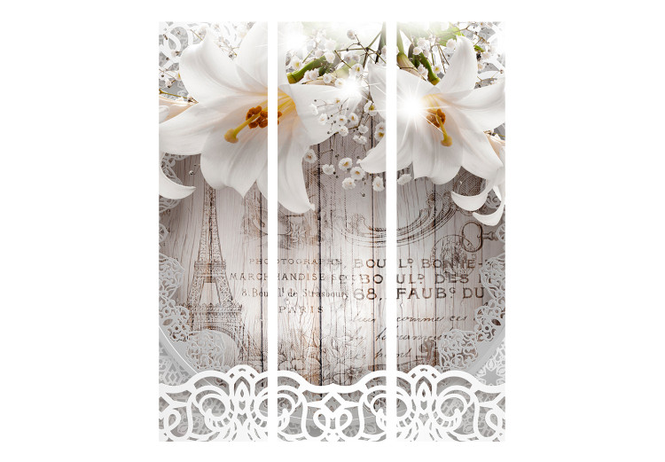 Folding Screen Lilies and Quilted Background - white flowers on a retro-style background with text 133895 additionalImage 3