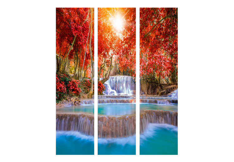 Room Divider Screen Magic of Nature - waterfall landscape amidst trees with red leaves 134095 additionalImage 3