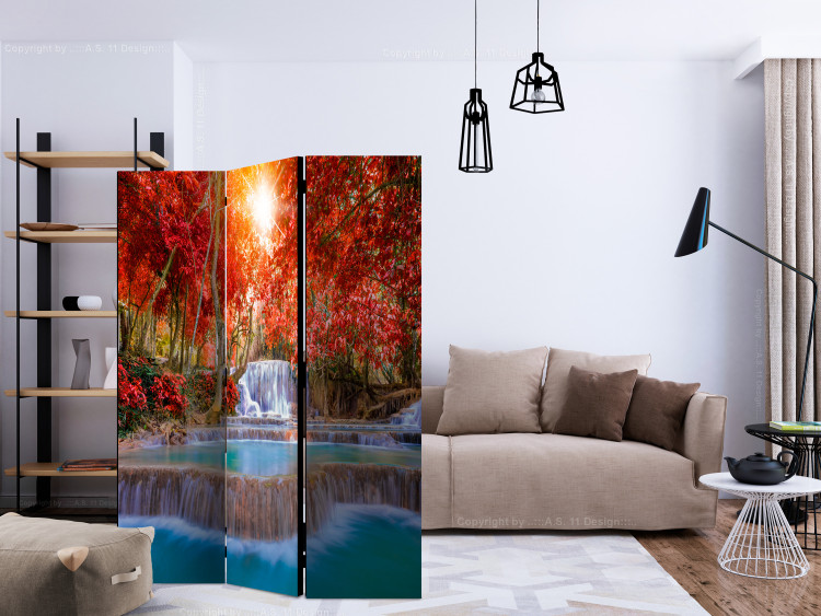 Room Divider Screen Magic of Nature - waterfall landscape amidst trees with red leaves 134095 additionalImage 4