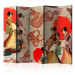 Room Divider Screen Geishas II (5-piece) - oriental composition with silhouettes of women 134295