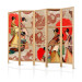 Room Divider Screen Geishas II (5-piece) - oriental composition with silhouettes of women 134295 additionalThumb 5