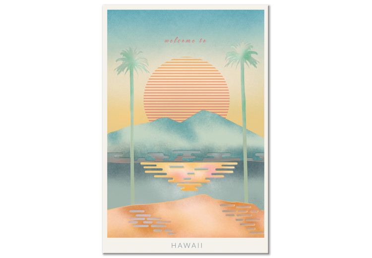 Canvas Print Welcome to Hawaii - drawing image of the Hawaiian islands in the sun 134995