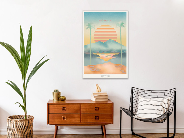 Canvas Print Welcome to Hawaii - drawing image of the Hawaiian islands in the sun 134995 additionalImage 3