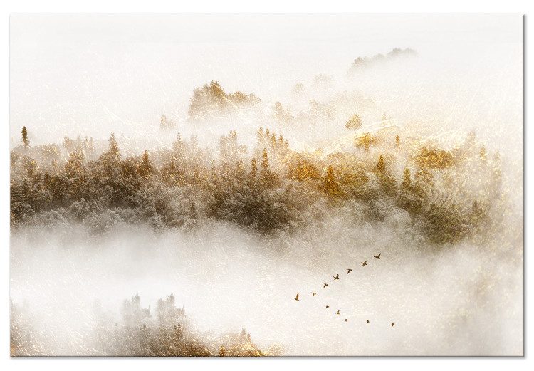 Canvas Golden Hills (1-piece) Wide - landscape of misty forest 135095
