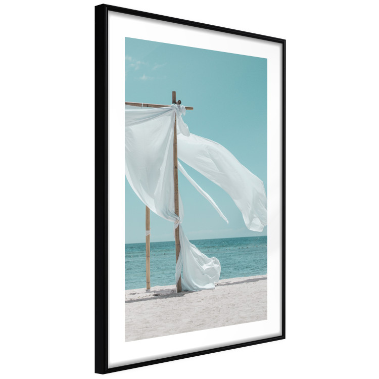 Poster Warm Breeze - beach seascape with white parasol against ocean 135295 additionalImage 4