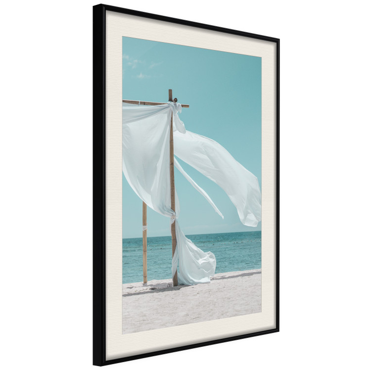 Poster Warm Breeze - beach seascape with white parasol against ocean 135295 additionalImage 8
