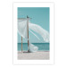 Poster Warm Breeze - beach seascape with white parasol against ocean 135295 additionalThumb 11