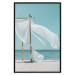 Poster Warm Breeze - beach seascape with white parasol against ocean 135295 additionalThumb 12