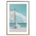 Poster Warm Breeze - beach seascape with white parasol against ocean 135295 additionalThumb 13