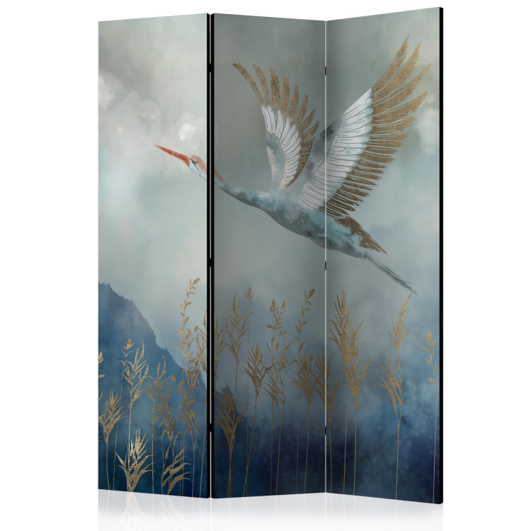 Room Divider Heron in Flight (3-piece) - Colorful bird against mountain and bright clouds backdrop 138295