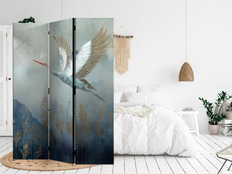 Room Divider Heron in Flight (3-piece) - Colorful bird against mountain and bright clouds backdrop 138295 additionalImage 4