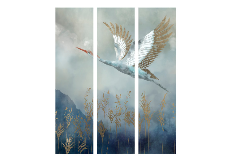 Room Divider Heron in Flight (3-piece) - Colorful bird against mountain and bright clouds backdrop 138295 additionalImage 3