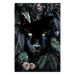 Poster Black Panther in Leaves - portrait of a panther against a background of green plants 138695