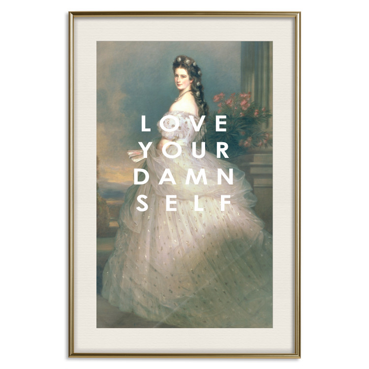 Wall Poster Love Your Damn Self - English texts and a woman in a wedding dress 138895 additionalImage 27