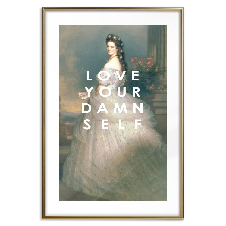 Wall Poster Love Your Damn Self - English texts and a woman in a wedding dress 138895 additionalImage 26