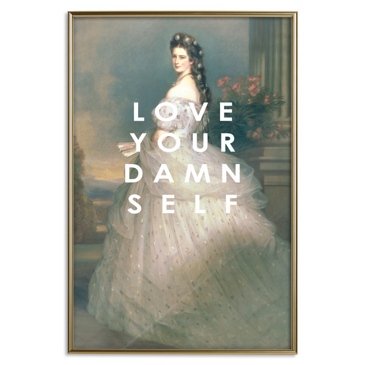 Wall Poster Love Your Damn Self - English texts and a woman in a wedding dress 138895 additionalImage 19