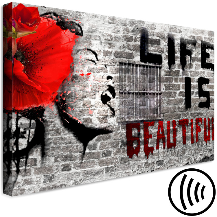 Canvas Banksy mural with Life is Beautiful (1 Part) Wide 143695 additionalImage 6