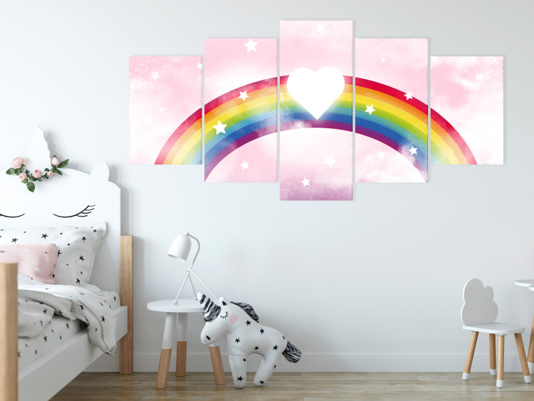 Canvas Print Sky Full of Love (5-piece) - heart and colorful rainbow for kids 143795 additionalImage 3