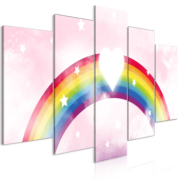 Canvas Print Sky Full of Love (5-piece) - heart and colorful rainbow for kids 143795 additionalImage 2