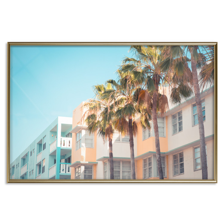 Wall Poster The City of Miami - Palm Trees and the Florida Coast Architecture in Summer in Pastels 144495 additionalImage 23