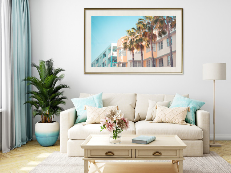 Wall Poster The City of Miami - Palm Trees and the Florida Coast Architecture in Summer in Pastels 144495 additionalImage 13
