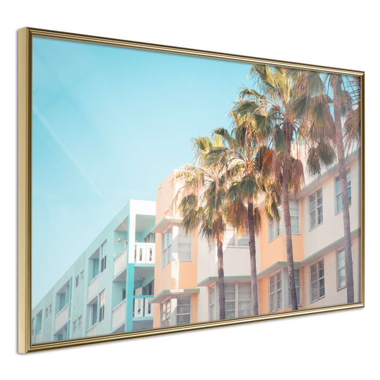 Wall Poster The City of Miami - Palm Trees and the Florida Coast Architecture in Summer in Pastels 144495 additionalImage 5