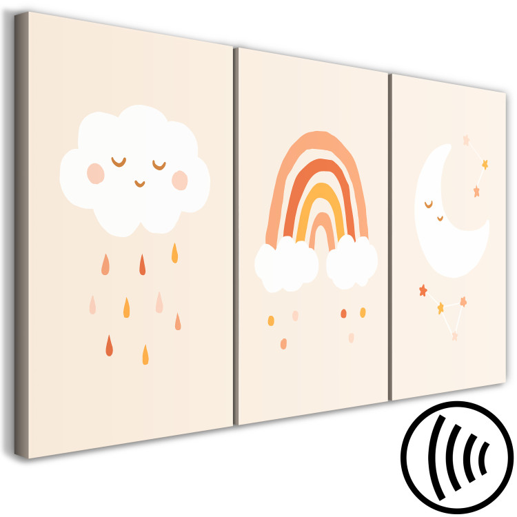 Canvas Art Print Children's Sky (3-piece) - pastel clouds and moon for children 145095 additionalImage 6