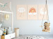 Canvas Art Print Children's Sky (3-piece) - pastel clouds and moon for children 145095 additionalThumb 3