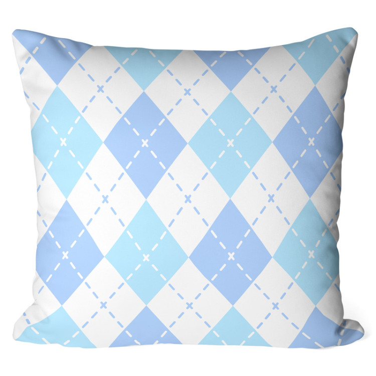 Decorative Microfiber Pillow Composition of quadrangles - composition in shades of white and blue cushions 146995