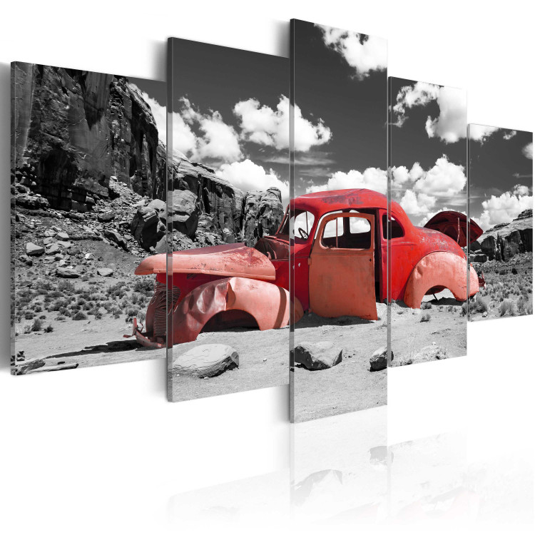Canvas In Seclusion (5-piece) - red vintage car in a retro style 149095 additionalImage 2
