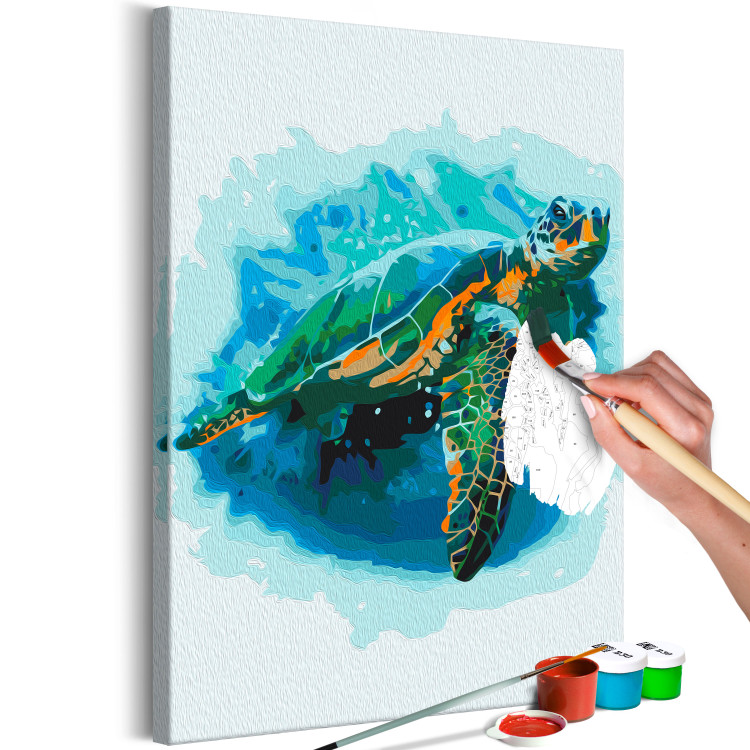 Paint by Number Kit Underwater Elegance - Swimming Turtle Among Marine Fauna 149795 additionalImage 5