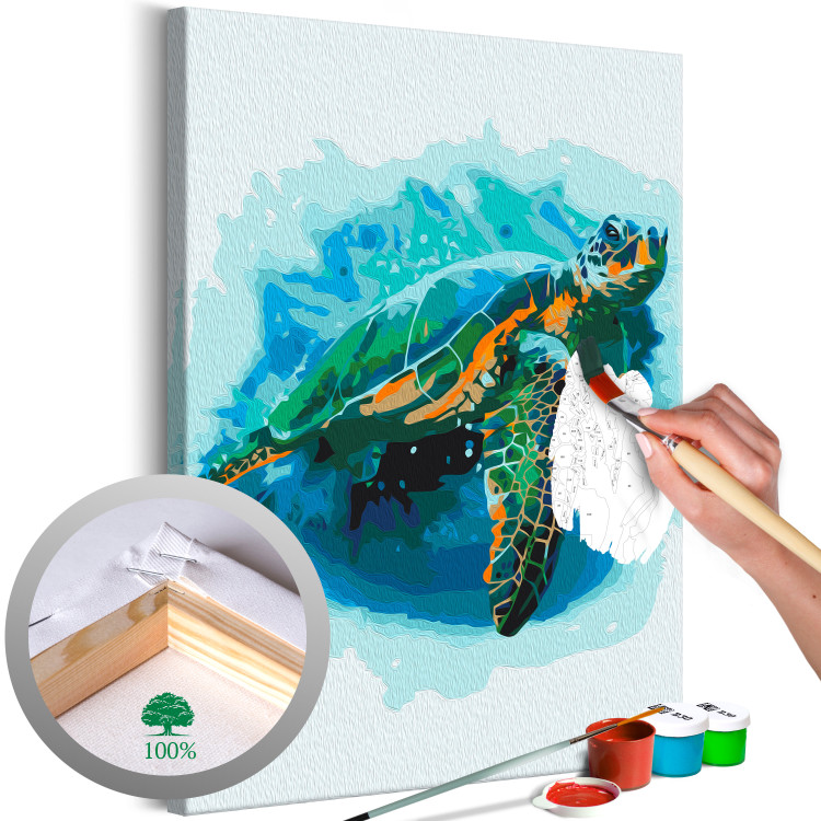 Paint by Number Kit Underwater Elegance - Swimming Turtle Among Marine Fauna 149795