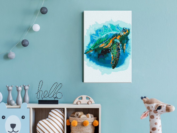 Paint by Number Kit Underwater Elegance - Swimming Turtle Among Marine Fauna 149795 additionalImage 2