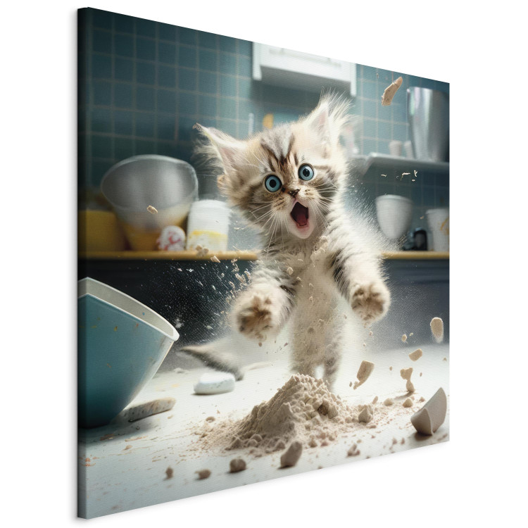 Canvas AI Maine Coon Cat - Scared Animal at Kitchen Work - Square 150095 additionalImage 2