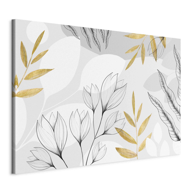 Canvas Print Fine Abstraction - A Minimalist Composition With Leaves and Flowers 151195 additionalImage 2