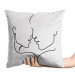 Decorative Velor Pillow Linear Couple in Love - Minimalist Black and White Composition 151295 additionalThumb 4