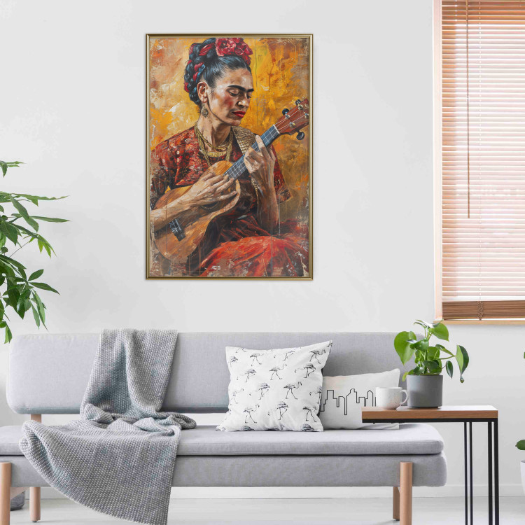 Wall Poster Frida With Ukulele - A Portrait of the Artist Playing the Instrument 152195 additionalImage 2