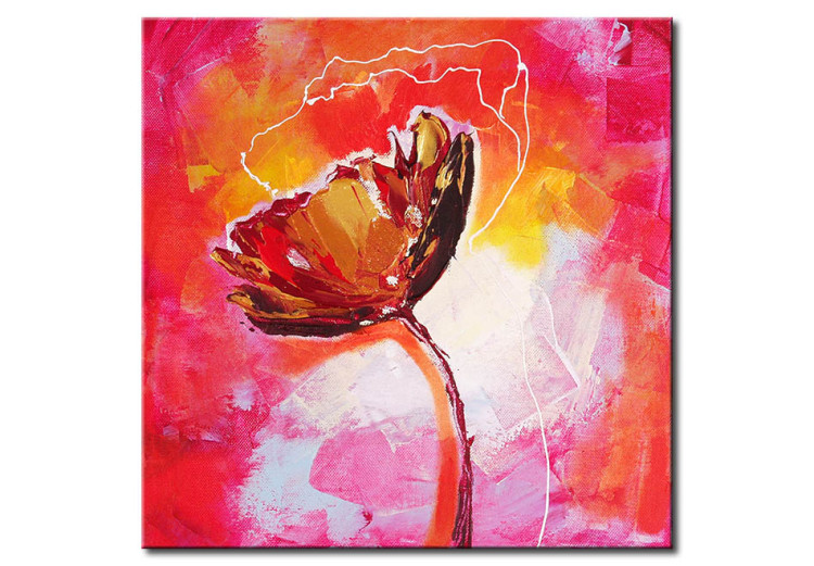 Canvas Art Print Red Poppy Differently (1-piece) - abstraction with a floral motif 47495