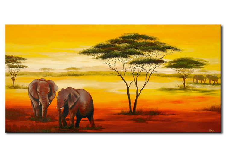Canvas Print Elephants in the afternonn 49195
