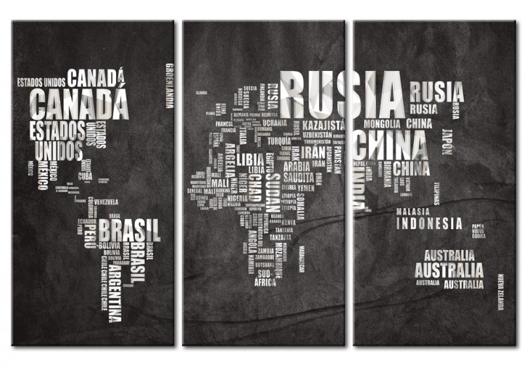 Canvas Map of the World (Spanish language) - triptych 55295