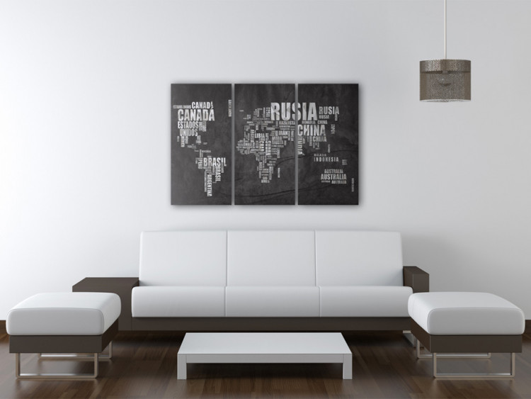 Canvas Map of the World (Spanish language) - triptych 55295 additionalImage 3