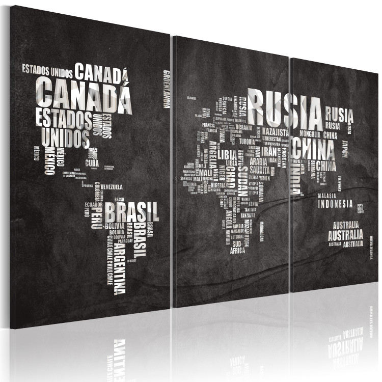 Canvas Map of the World (Spanish language) - triptych 55295 additionalImage 2