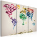 Canvas Art Print The World map - colored smoke trails - triptych 55395 additionalThumb 2